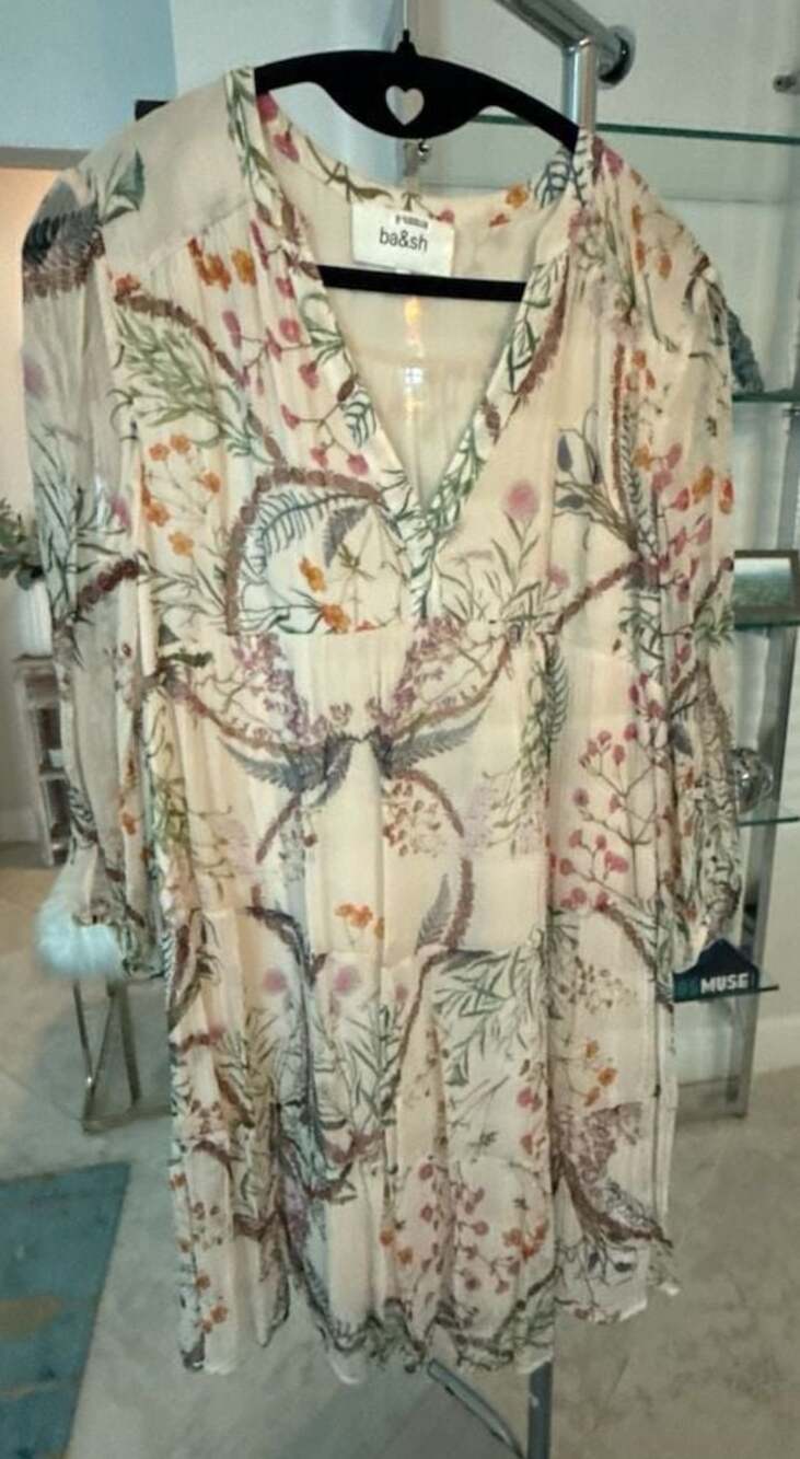 ba&sh Goya Floral Print Long Sleeve Mini Dress
